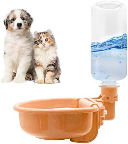 VANNON Gravity Pet Water Bowl, 16oz Anti-Splash Crate Dispenser, Orange by Vannon