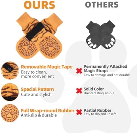 KOOLTAIL Anti Slip Dog Socks to Prevent Licking Paws,Dog Shoes for Hot Pavement & Hardwood Floors,Durable Soft Double Sided Grippy Socks for Small Medium Large Dogs, Traction Control for Senior Dogs - Image 6