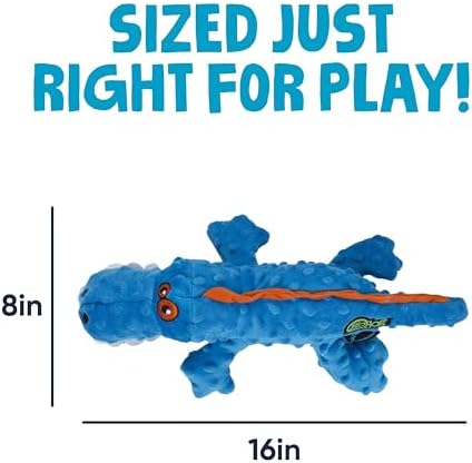 goDog Gators Squeaky Plush Dog Toy with Chew Guard Technology, Durable Fabric & Squeaker for Active Play, Blue, Large - Image 3
