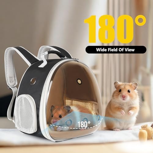 Portable Guinea Pig Backpack, Polarized Bubble Backpack for Small Animals Travel Handbag Cage for Kitten Rabbit Squirrel Bearded Dragon Turtle Breathable Carrier - Image 3
