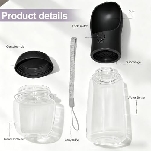 Portable Dog Water Bottle with Food Container, Drinking Bottle for Travel - Image 2