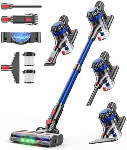 KARDV Cordless Vacuum Cleaner, 500W/40Kpa Vacuum Cleaners for Home, 60Mins Stick Vacuum with LED Display, Anti-Tangle Wireless Vacuum, 8 in 1 Lightweight Vacuum for Hard Floors Carpet Pet Hair by KARDVCordlessVacuumCleaner