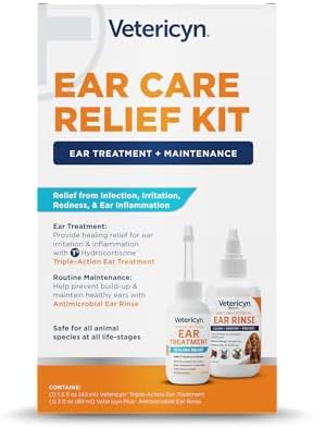 Vetericyn Ear Care Relief Kit for Dogs and Cats. Includes Triple-Action Ear Treatment for Relief from Ear Infection, Irritation, Redness, Plus Plus Ear Rinse for Routine Ear Cleaning by Vetericyn