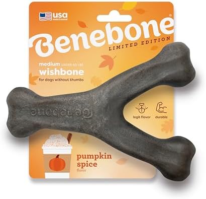 Benebone Wishbone Chew Toy for Aggressive Chewers, Pumpkin Spice, Medium by Benebone