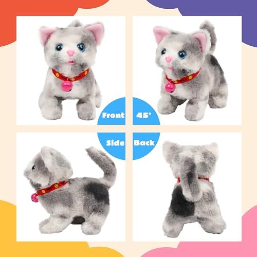 Walking Grey Cat Stuffed Animal Talking Interactive Plush Toy - Image 4