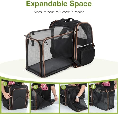 Large Cat Backpack Carrier Expandable Pet Carrier Backpack for Small Dogs Medium Cats Fit Up to 18 Lbs, Dog Backpack Carrier, Foldable Puppy Backpack Carrier for Travel,Black - Image 4