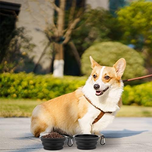 SLSON Dog Bowls Pet Collapsible Bowl with Cover Lids,2 Pack Dog Travel Bowls Portable Foldable Cat Water Dish Bowl for Pets Walking Parking Camping (Black and Black, Small) - Image 6