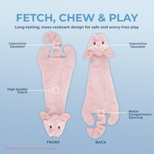 Best Pet Supplies 2-in-1 Stuffless Squeaky Dog Toy - Wild Duck, Pig, Small - Image 3
