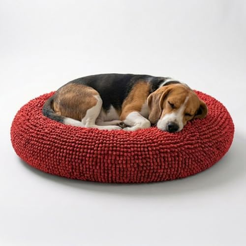 Muddy Mat®Cloud K-9 Bed for Dogs & Cats, Soft & Relaxing Donut Dog Bed, Chenille Material, Removable Cover, Washable & Dryer Safe–Red Medium(35'x35') by MuddyMat%C2%AE