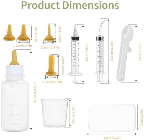 Pet Feeding Kit Kitten Bottle Feeding Set with Nursng Nipples,Portable Storage Case,Emergency Feeding Supplies,Replaceable Accessories for Newborn Kittens and Puppies,Rabbits (8 Piece) - Image 3