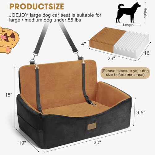 Dog Car Seat for Large Medium Sized Dogs Under 55 lbs, Dog Booster Seat for 2 Small Dogs with Detachable Washable Cover and Cushion, Memory Foam Pet Car Seat with 2 Safety Belts and Storage Pockets - Image 6