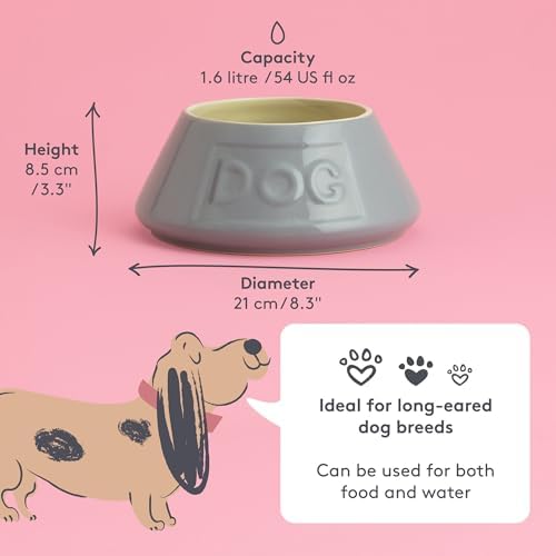 Mason Cash Non-Tip Dog Bowl - 54oz Grey Ceramic Angled Pet Food Water Dish - Image 5