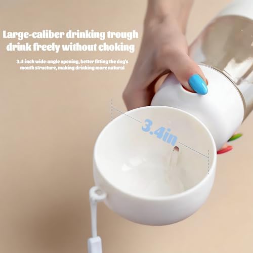 Portable Dog Water Bottle with Food Container 2 in 1(13.5oz White) - Image 4
