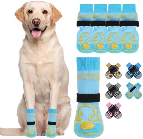 KOOLTAIL Dog Socks Shoes for Hot Pavement to Prevent Licking Paws, Winter Dog Boots&Paw Protector for Hardwood Floors Anti Slip,Traction Control Grip Booties for Small Medium Large Senior Dogs,Blue SM by KOOLTAIL