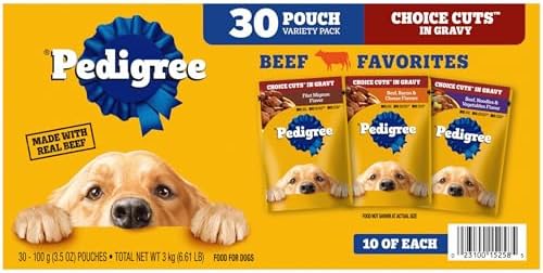 Pedigree Choice Cuts Wet Dog Food Pouch, Beef Favorites, 3.5 oz, 30 Count by Pedigree
