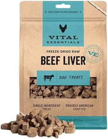 Vital Essentials Freeze Dried Dog Treats, Beef Liver, 15 oz Bag by VitalEssentials