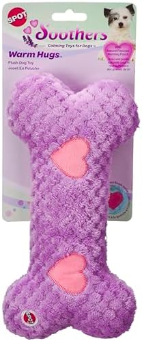 SPOT Soothers Warm Hug Bone - Calming Plush Dog Toy with Lavender Scented Beads, Removable Squeaker, Microwavable Warming Pouch, Separation Anxiety Relief, for Medium to Large Dogs and Puppies, 12in by SPOT