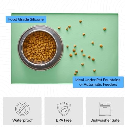 GORILLA GRIP Dog Food Mat, 100% Waterproof Silicone, 26x17 Mint - Image 5