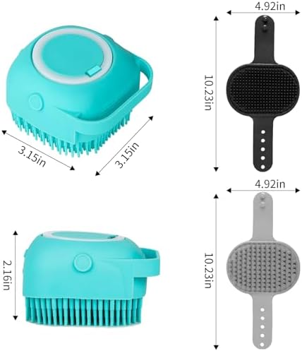 Comotech 6PCS Dog Bath Brush & Dog Toothbrush | Adjustable Handle Shampoo Brush & Scrubber for Short & Long Haired Dogs & Cats | Effectively Solve Odor & Stain Removal Problems (Black Gray Blue) - Image 6