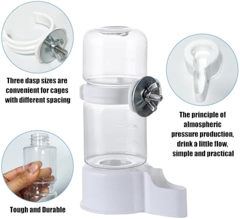 Pet Bird Cage Feeder, Water Dispenser for Cage, Bird Cage Suspended Automatic Pet Water Feeder, Parrot Feeders for Parakeet Budgie Cockatiel Lovebirds Canary Finch - Image 2