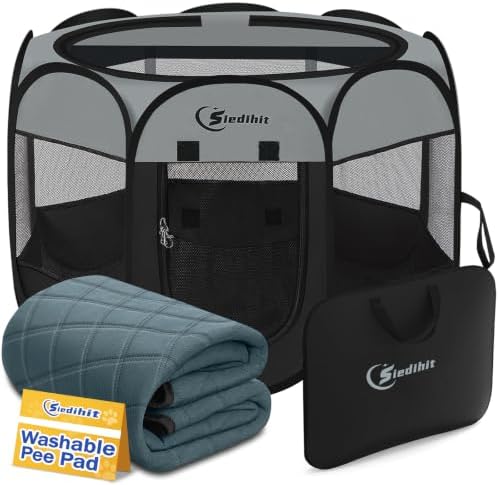 Siedihit Dog Cat Playpen with Washable Pee Pad, Puppy Pet Playpen by Siedihit