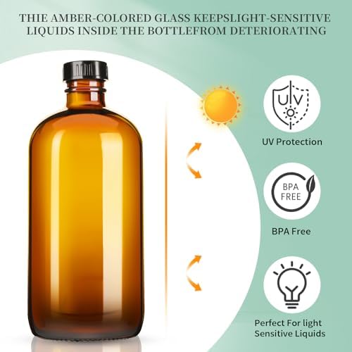GIVAMEIHF 16oz Amber Glass Spray Bottles,2 Pack Glass Spray Bottles Refillable Empty Bottle with Adjustable Nozzle,Spray Bottle for Essential Oils,Cleaning,Pets,Hair Mister - Image 5