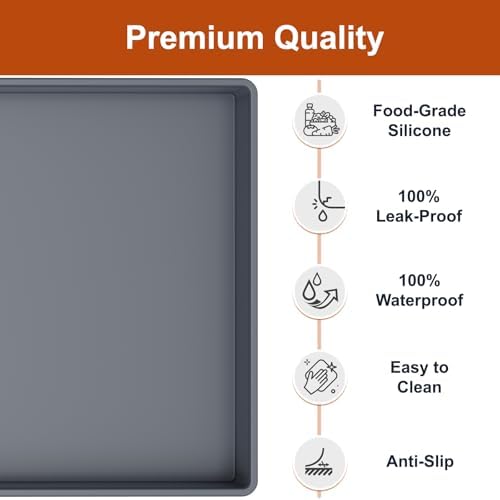 19" x 31" Extra Thick Silicone Mat Waterproof with Raised Edge, Gray - Image 2