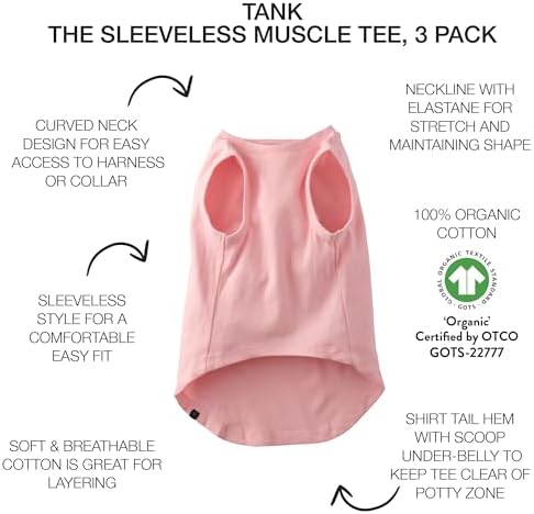 Pet Passion Tank Dog T-Shirt, Sleeveless, 3 Pack, Pink Rainbow Plaid, Small - Image 2