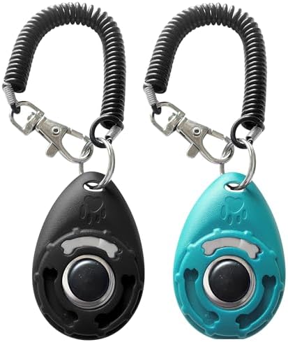Dog Training Clicker with Sring Wrist and Keyring - Pet Dog Training Clickers for Puppy, Cat, Potty, Bird, Horse, Pet, Trainer Training Tools, Behavior Aids by HoAoOo