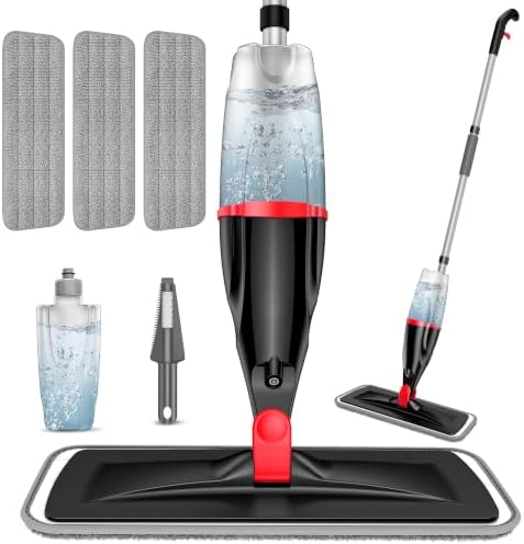 Spray Mops for Floor Cleaning: Hardwood Floor Mop Wet Mop & 3 Washable Pads by EXEGO