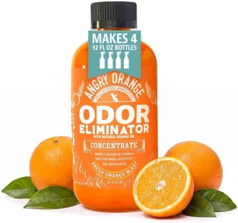Angry Orange Pet Odor Eliminator 8 oz. bottle- Industrial Strength Pet Odor Remover - Makes (4) 32oz. Bottles - 1 Gallon - Neutralizes and Sanitizes Tough Pet Odors Fast by AngryOrange