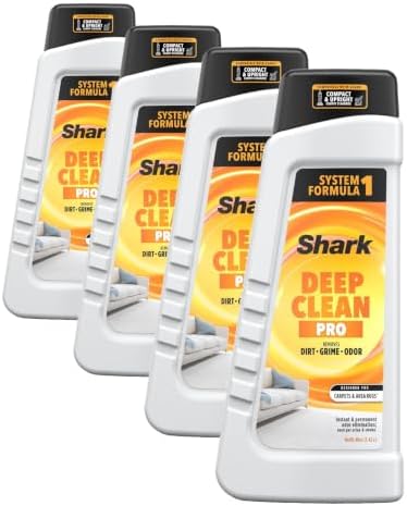 Shark CarpetXpert Deep Clean Pro Formula for Upright & Portable Carpet Cleaners, All Carpets, Upholstery & Area Rugs, Eliminates Tough Pet Messes and Odors, 48 Oz, EXCM48 (Pack of 4) by Shark