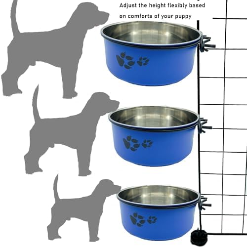 2Pcs Dog Crate Water Food Bowls No Spill Stainless Kennel Bowls 25 & 34 OZ - Image 3