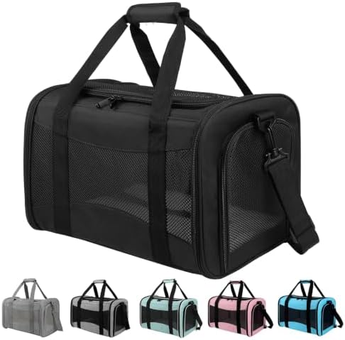 Carriers Soft-Sided Pet Carrier for Cats Dogs Under 15 lbs,TSA Airline Approved with 4 Ventilated Windows(Medium,Black) by Yipincover