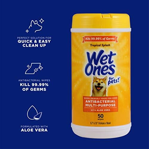 Wet Ones for Pets Antibacterial Dog Wipes, Tropical Splash, 50 Count, 3-Pk - Image 2