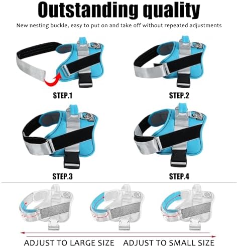 Bolux Dog Harness, No-Pull Reflective Dog Vest, Breathable Adjustable Pet Harness with Handle for Outdoor Walking - No More Pulling, Tugging or Choking (OceanicBlue, Medium (Pack of 1)) - Image 3