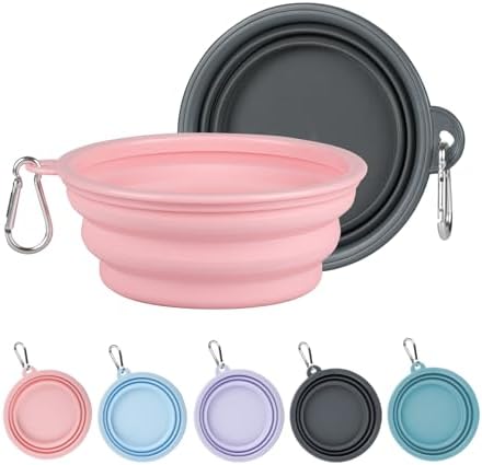 Kytely Collapsible Dog Bowls for Travel, 2Pack Dog Portable Water Bowl, Foldable Pet Food Bowl with Clasp, Pet Cat Feeding Cup Dish for Traveling, Walking, Hiking by Kytely
