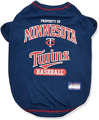 MLB Minnesota Twins Dog T-Shirt Extra Small. - Licensed Shirt for Pets Team Colored with Team Logos- Premium Stretchable Materials for The Comfort of Your Dog & Cat by PETSFIRST
