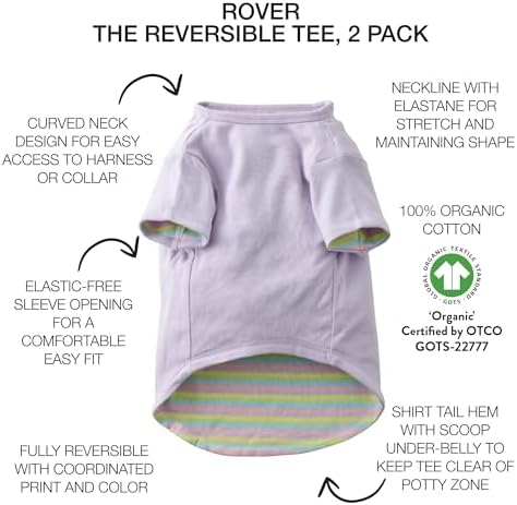 Pet Passion Rover Dog T-Shirt, Reversible, 2 Pack, Pink Preppy Plaid, Large - Image 2