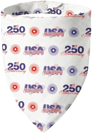 250th Anniversary Dog Bandana, American Flag Triangle Scarf, Adjustable Snap Button Patriotic Neckwear for Small & Medium Breeds (5-30lbs) by ICEMOOD