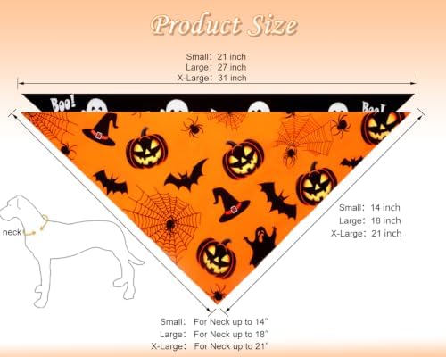 Halloween Dog Bandanas 2PCS Pumpkin Pet Scarf Extra Large Dogs - Image 2