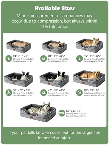 Spotted Play Orthopedic Dog Bed with Sides - Dog Sofa Beds for Extra Large Dogs, Supportive Foam Pet Couch Bed with Washable Removable Cover, Waterproof Lining and Non-Slip Bottom, Grey - XL - Image 7