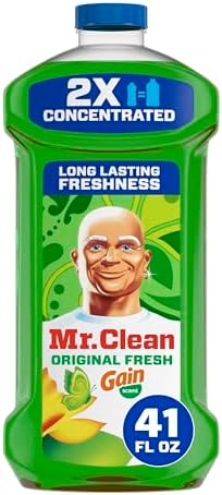 Mr. Clean All Purpose Cleaner, Floor Cleaner for Mopping Home, Bathroom, & Kitchen, Cleaning Liquid for Mop & Bucket, Cleaning Supplies, Multi-Surface Dilutable, Gain, 41oz by MrClean