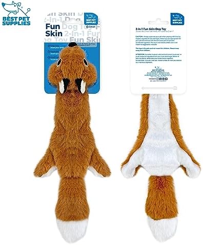 Best Pet Supplies 2-in-1 Stuffless Squeaky Dog Toy - Fox, Raccoon, Small - Image 2