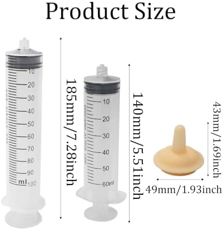 Pet Feeding Syringe with Soft Silicone Nipples, Newborn Nursing Feeder for Kittens, Puppies, Rabbits, Small Animals(60ml+100ml+2 Nipples) - Image 2