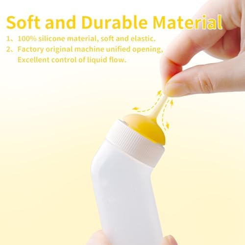 Pet Nursing Bottle for Newborn Animals,Kitten Bottle Feeding Kit Silicone Nipple for Kittens Puppys Rabbits Squirrel (Yellow, Medium) - Image 5