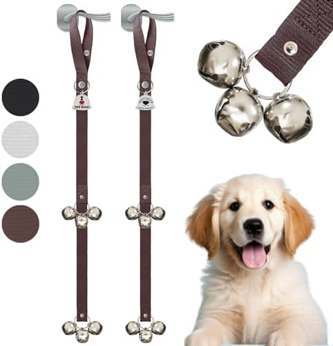 Caldwell's Pet Supply Co. Dog Potty Bells, Dog Door Bell, Bells To Go Outside, Potty Training Bell, Dogs Doorbell, Dogs Potty Doorbell, Ring To Go Pee, All Breed Puppy Training Tool - Brown (Set of 2) by CaldwellsPetSupplyCo