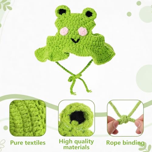 Cute Cat Hat Costume Suitable for 5 to16 lbs - Frog Cat Bonnet Head Circumference 11" or Less Cat Halloween Christmas Costumes Pet Photography Outfits - Image 3