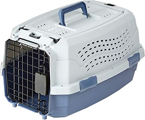 Amazon Basics 2-Door Top-Load Hard-Sided Pet Travel Carrier for Cats and Small Dogs, 19" L x 12.6" W x 10" H, Gray & Blue (Pack of 6) by AmazonBasics