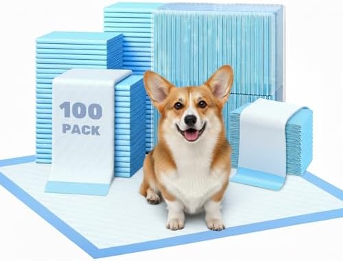 FluffyDream Super Absorbent Waterproof Dog and Puppy Pet Training Pad, Housebreaking Pet Pad,Blue (22"x22"(100PCS)) by FluffyDream